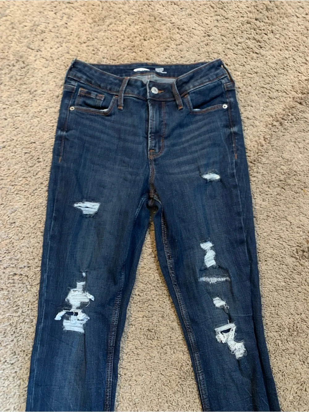 Old Navy Rockstar Super Skinny Distressed Raw Hem High Rise Jeans 4